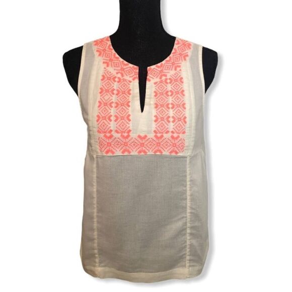 Old Navy Embroidered Boho Tank Cream Size Small - Picture 1 of 4